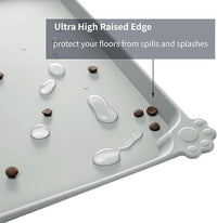 Waterproof Pet Feeding Mat with High Raised Edges, Heavier and Thicker Placemats for Cat Dog Water Bowl with BPA Free, Dogs Cats Food Mats for Messy Drinkers to Prevent Spill and Protect Floors
