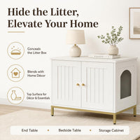 28.3" L Cat Litter Box Enclosure with Metal Frame - 28.3"L / White - image 2