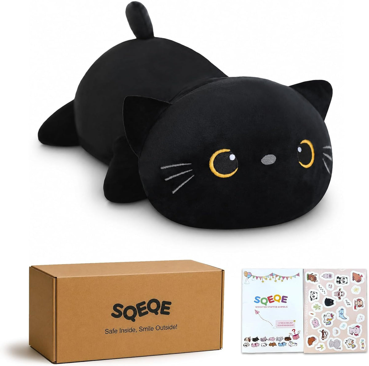 SQEQE Weighted Black Cat Plush - Black Cat / Small(9.8 Inch)
