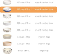 Pearhead Ceramic Dog Bowl, Woof Speckled Pet Food & Water Dish - Navy Bone Appetit Bowl / Small - image 3