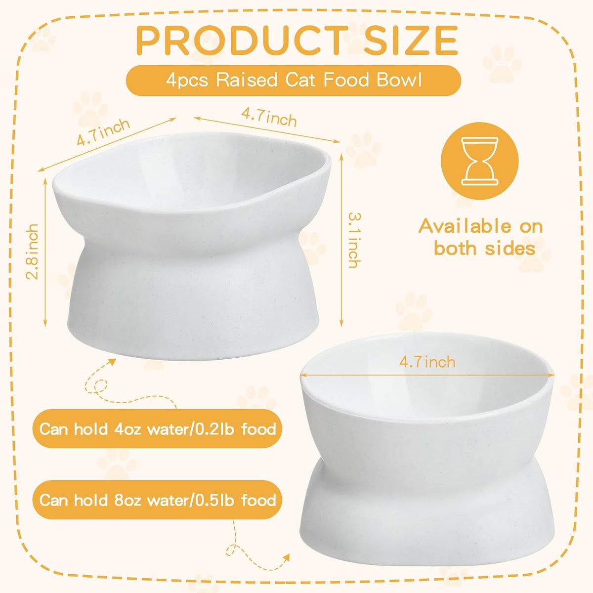 4 Pieces Plastic Tilted Elevated Cat Bowls Raised Cat Food Bowls - White - image 2
