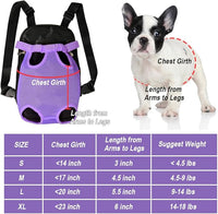 FEimaX Dog Carrier Backpack Pet Legs Out Front Cat Travel Bag, Adjustable Puppy Backpacks Carriers Hands-Free for Small Medium Dogs Cats Hiking Traveling Camping Daily Walking (Small, Purple)