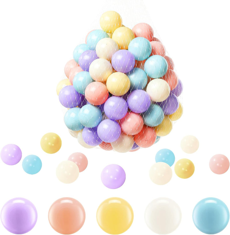 Crush-Proof Balls, BPA-Free Plastic Balls for Toddlers Indoor Play Non-Toxic and Safe. Works - Light purple, deep orange powder, earthy yellow, milky white, light gray blue / 100PCS