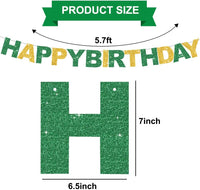 BEISHIDA Pre-Strung Glitter Pink Happy Birthday Banner Party Sign - Green Gold - image 3