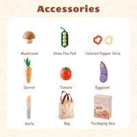 ROBOTIME wooden play food cutting fruit set with storage shopping bag - view 14