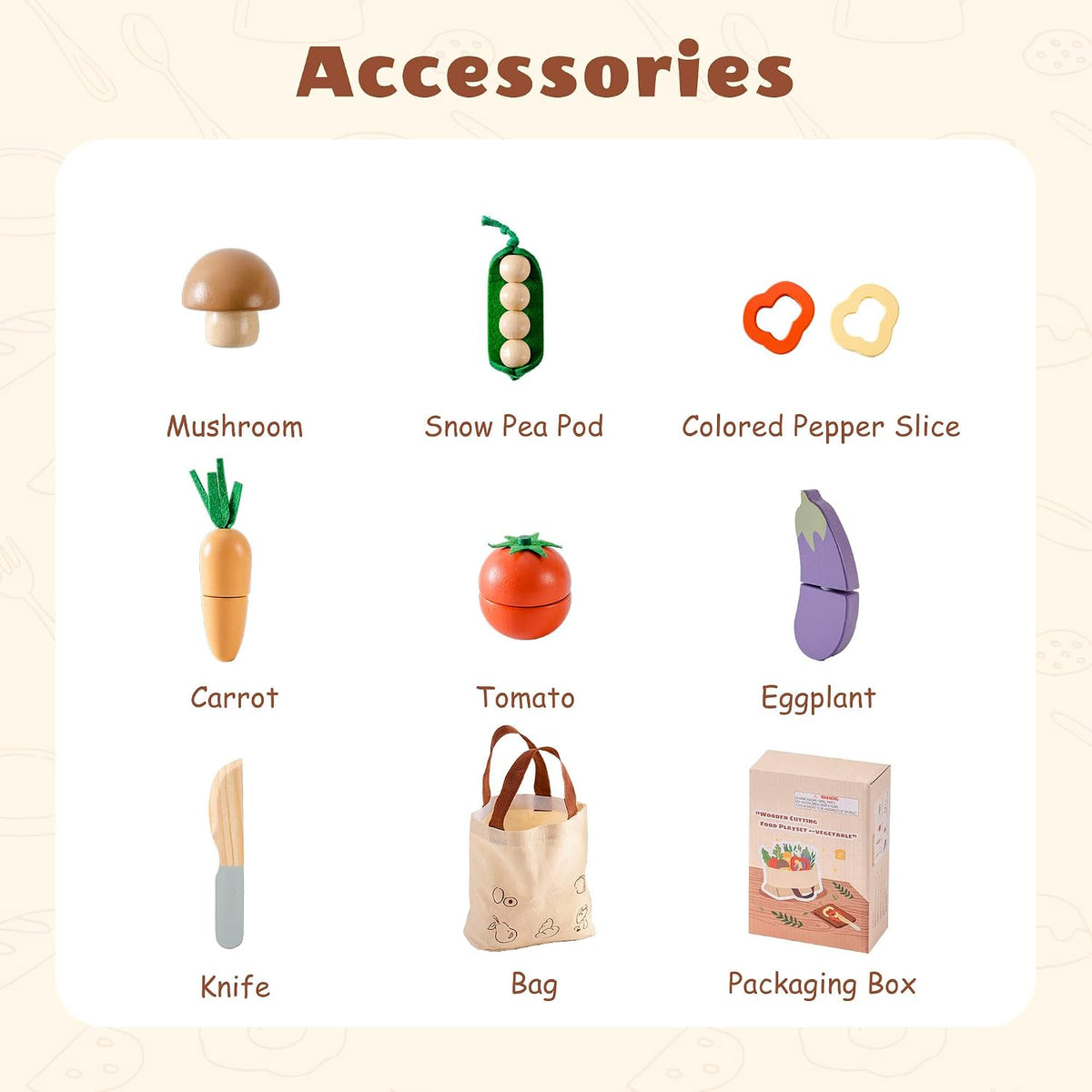 ROBOTIME wooden play food cutting fruit set with storage shopping bag - view 14