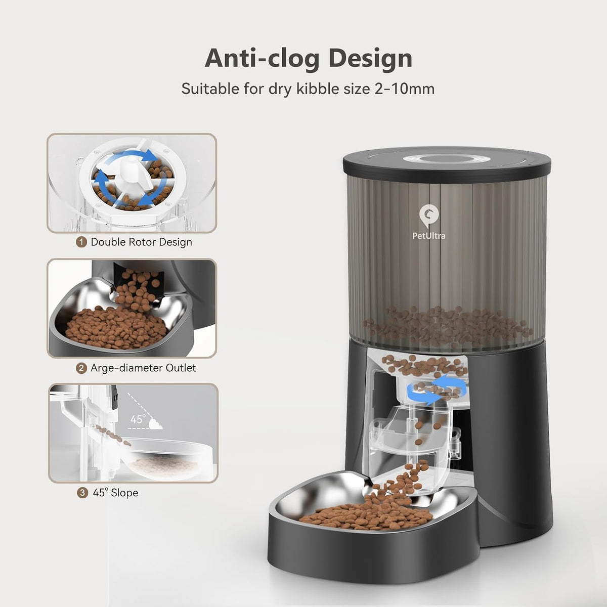 Automatic Cat Feeder: 4L Timed Cats Food Dispenser Programmable – Essentials for Cats - Frosted Black - image 4