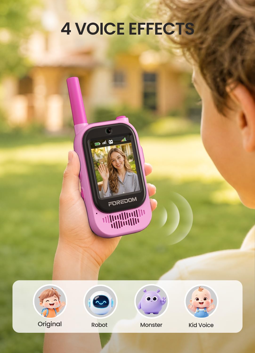 FOREDOM video walkie talkies for kids with HD screens, 2-pack - view 11