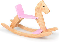 KRAND natural pine kids wooden rocking horse with handrail, backrest and foot pedal - view 3