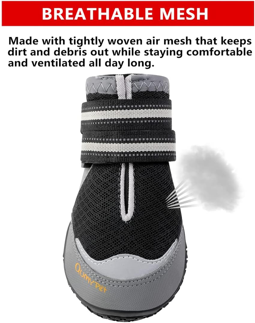 QUMY Dog Shoes for Large Medium Dog Boots & Paw Protectors for Hot - Black / Size 7: 2.8''x3.2"(W*L) for 63-75 lbs - image 3