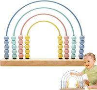 ibwaae wooden rainbow abacus with colorful beads on stainless steel rods
