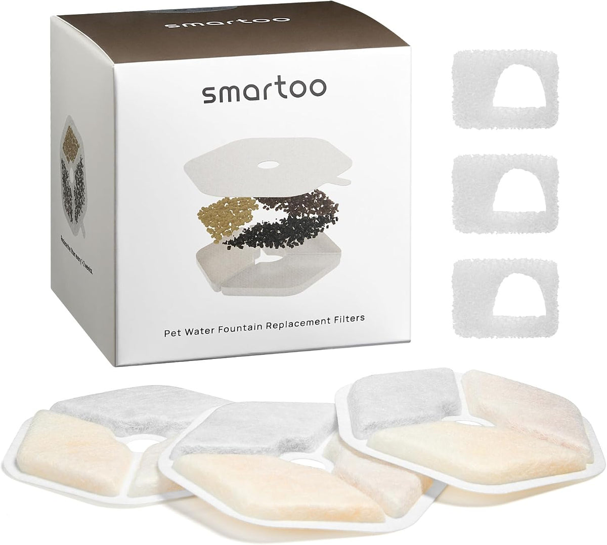 Smartoo 9 PCS Official Filters - Silver / 3 Filters + 3 Sponges
