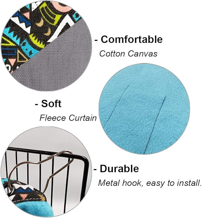 RIOUSSI Guinea Pig Hideout Hideaway Corner Fleece Toys Cage Accessories with Reversible Sides, Geo/Gray+Blue, 2 Pack