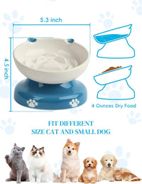 Y YHY Ceramic Cat Slow Feeder - Blue / 6 inches - image 3