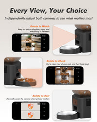 Automatic Cat Feeder for 2 Cats, Timed Cat Food Dispenser - Matte Black / Camera & WiFi-Two Bowls - image 2