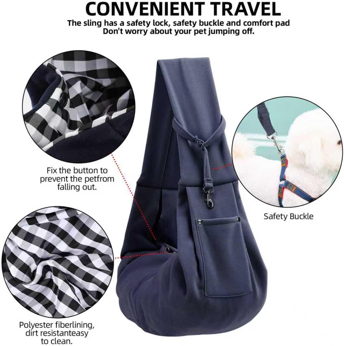 ARZQUT Dog and Cats Carrier Sling - Dark Blue - image 4