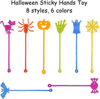 36 Pack Halloween Sticky Hands Toys Spider Web Cat Bat Pumpkin Candy - Halloween Sticky Hand 36 - image 2