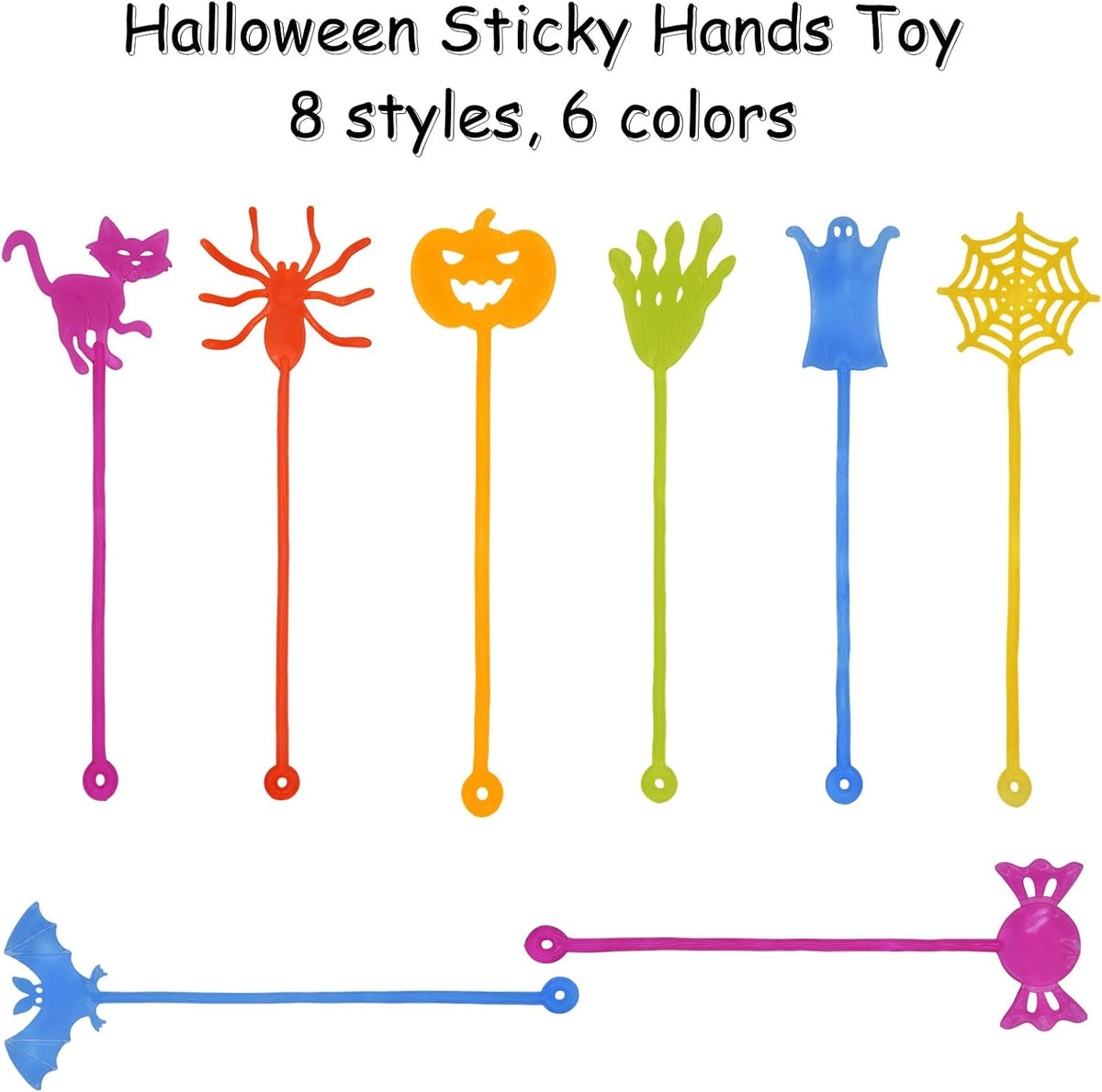 36 Pack Halloween Sticky Hands Toys Spider Web Cat Bat Pumpkin Candy - Halloween Sticky Hand 36 - image 2