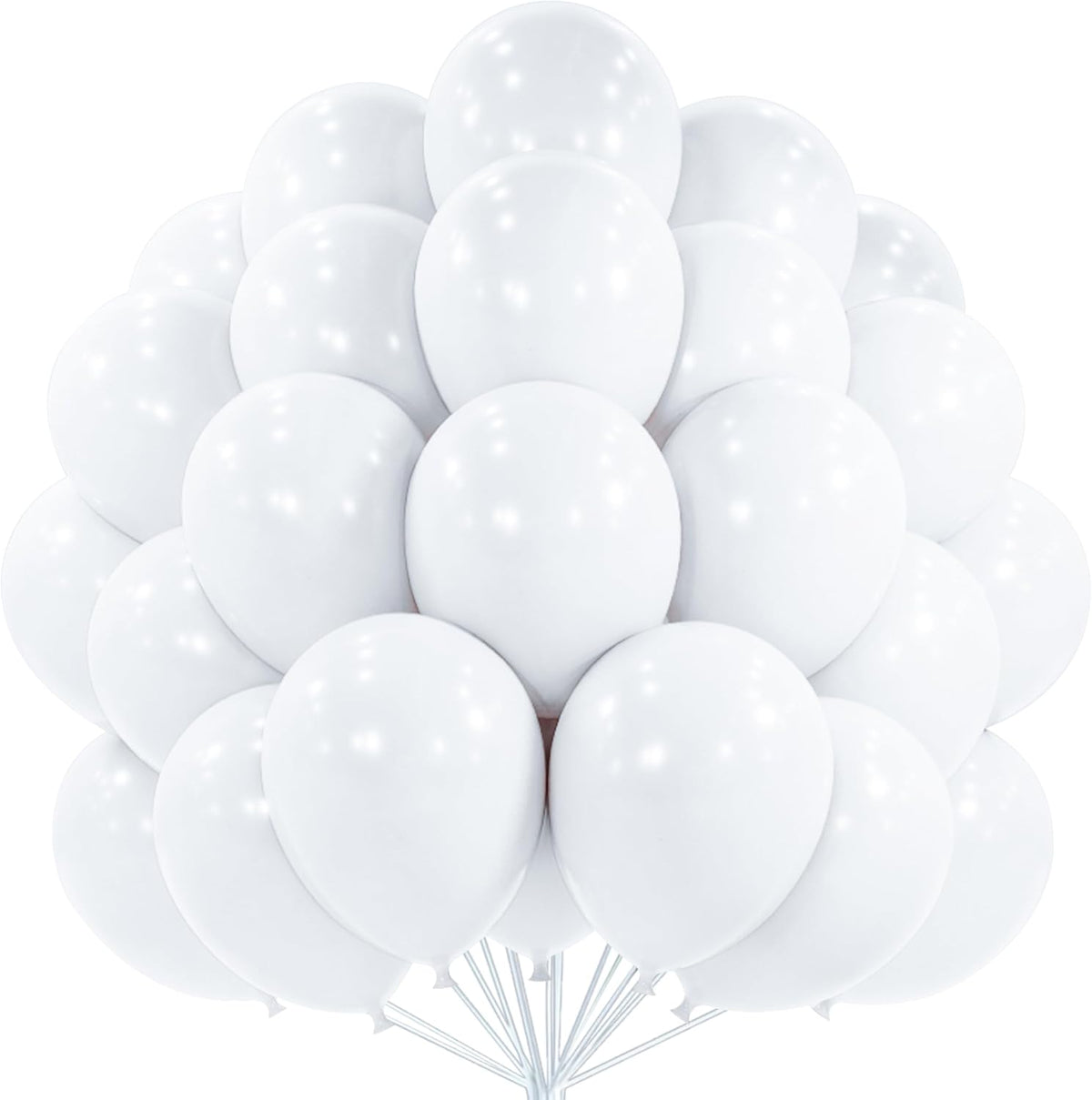 PartyWoo White Balloons 101pcs Matte White Latex Helium Balloons 12 - White-y13
