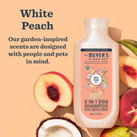 MRS. MEYER'S CLEAN DAY 3 in 1 Dog Shampoo, White Peach Scent, 14oz