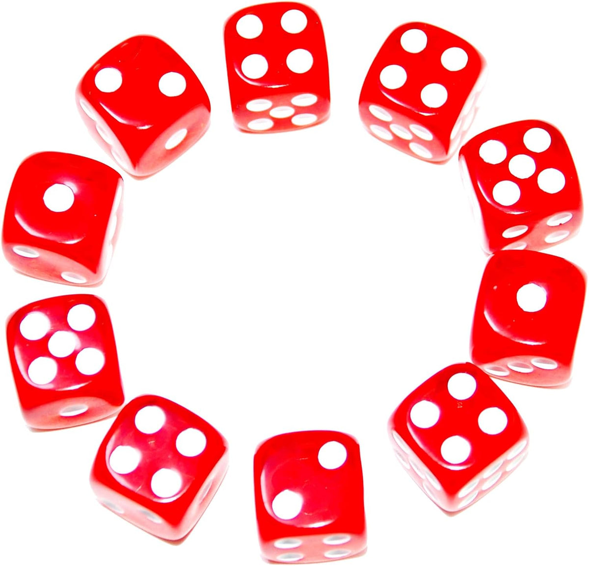 SmartDealsPro 10-Pack D6 Six Sided 16mm Transparent Dice Die for DND - Red Translucent - image 2