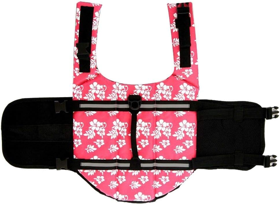 Dog Life Jacket Adjustable Dog Lifevest Swimsuit Safety Vest Apparel - A-Pink Flower / S:15-20 inch(Ribcage Girth) - image 3