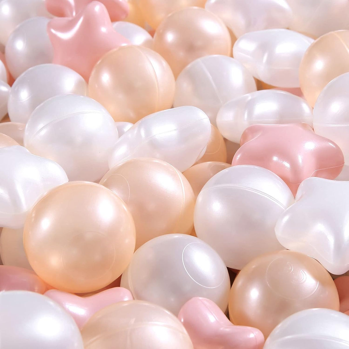 Realhaha Ball Pit Balls Star Shapes Plasticballs for Ballpit Playpen – Fun for Kids & Family - Pink Gold White / 500 - image 3