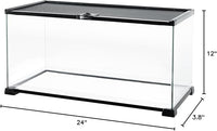 REPTI ZOO Full Glass 15 Gallon Reptile Tank, Medium Reptile Terrarium 24" X 12" X 12" for Gecko Hermit Crab Hognose Snake etc, Top Screen Ventilation & Feeding