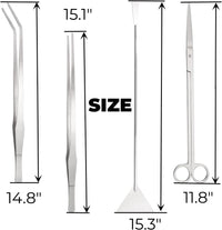 Hiceeden 4 piece stainless steel aquascape tools kit with tweezers, scissors and shovel - view 2