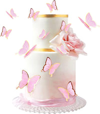 30Pcs 2D Waterproof Swallowtail Butterfly Cake Topper Transparent - Not Edible / Pink Gold-2