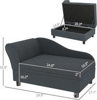 PawHut Luxury Fancy Dog Couch with Hidden Storage, Small Dog Sofa Bed with 2" Soft Foam, Modern Pet Furniture for Puppies & Little Breeds, Dark Gray