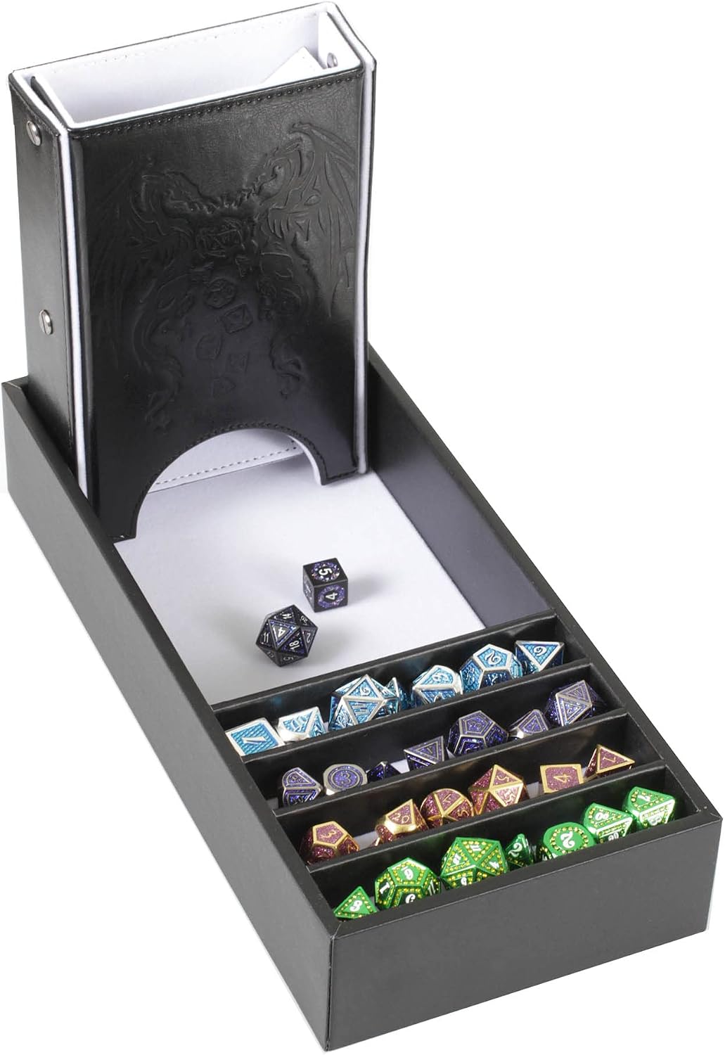 Forged Dice Co. Citadel Dice Tray and Tower, Storage Box - White