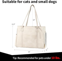 Stylish Dog Purse Carrier, Leather Pet Carrier Bag for Small Dogs Cats Puppy, Airline Approved Soft-Sided Carrier Beige