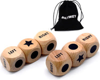 Bilywey 3pcs Left Right Game Dice 1 inch Beech Wood Dices - 6pcs wooden dice