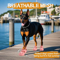 JZXOIVA Dog Shoes for Hot Pavement, Dog Booties for Small Dogs, Breathable Dog Boots & Paw Protectors, Adjustable Non-Slip Dog Rain Booties, Waterproof Pets Sandals for Beach Pink Size 3