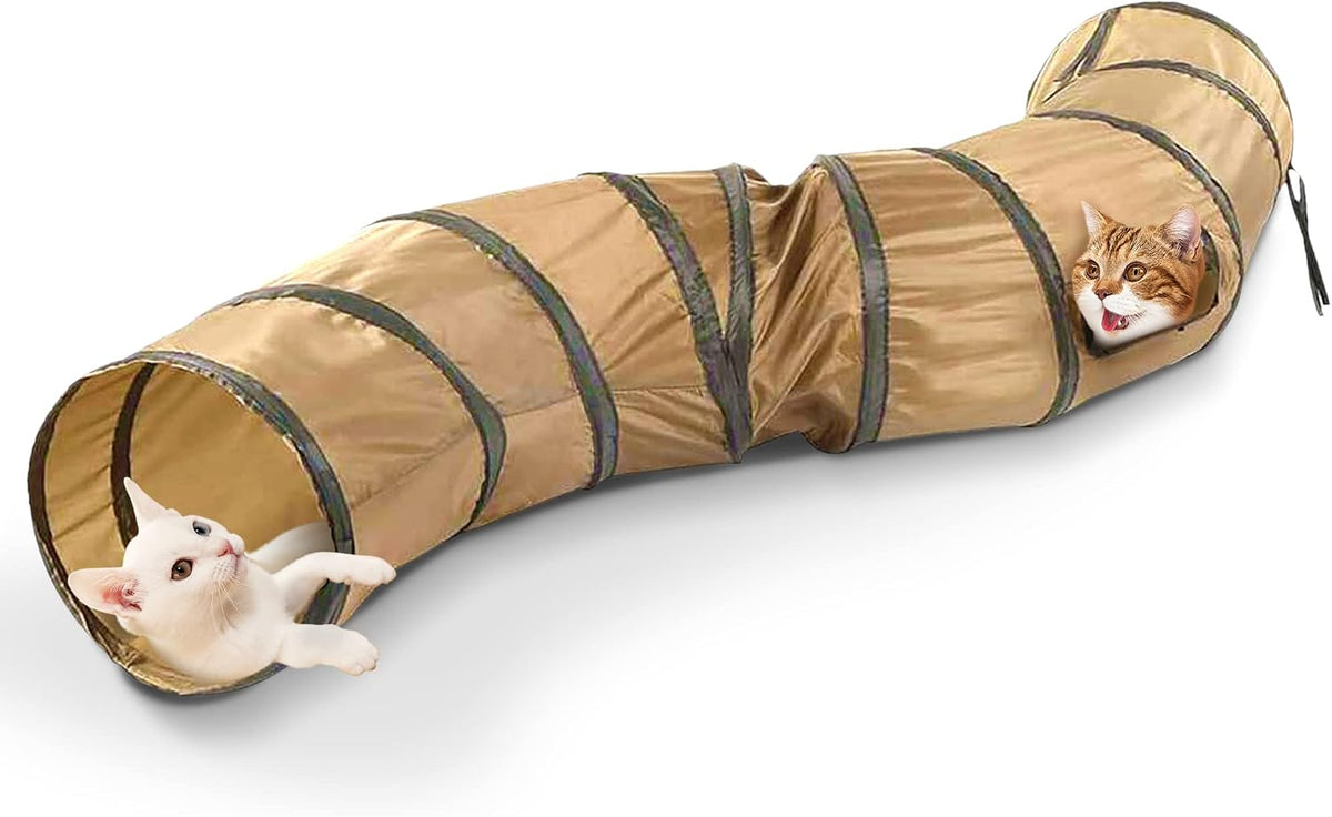 SunGrow Collapsible Tunnel for Cat - Brown and Black