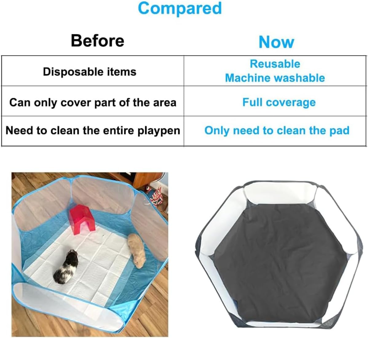 Small Animal Playpen, Pop-Up Portable Play Yard for Guinea Pigs - BLACK with Pad - image 3