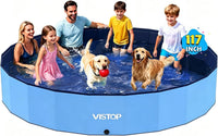 VISTOP Extra Large Foldable Dog Pool XXL - 7XL- 117" x 16" / Blue