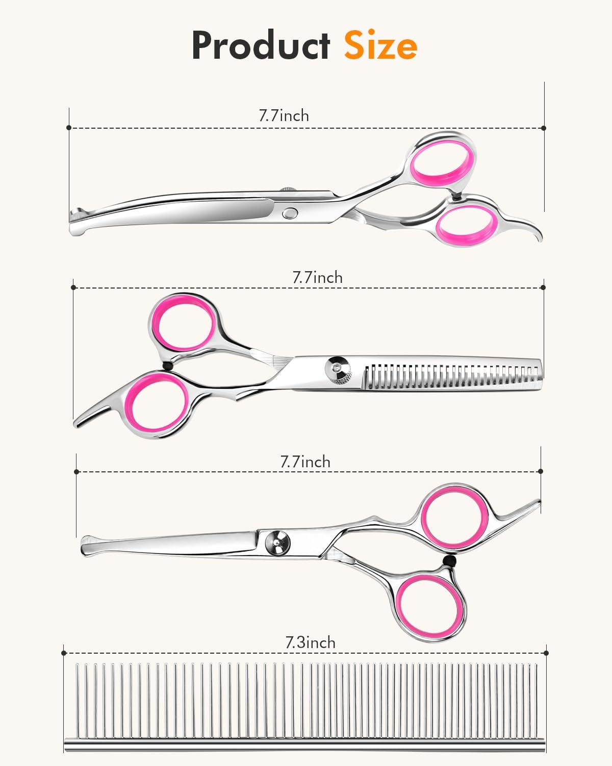 6-in-1 Dog Grooming Scissors - Pink 5 in 1 - image 2