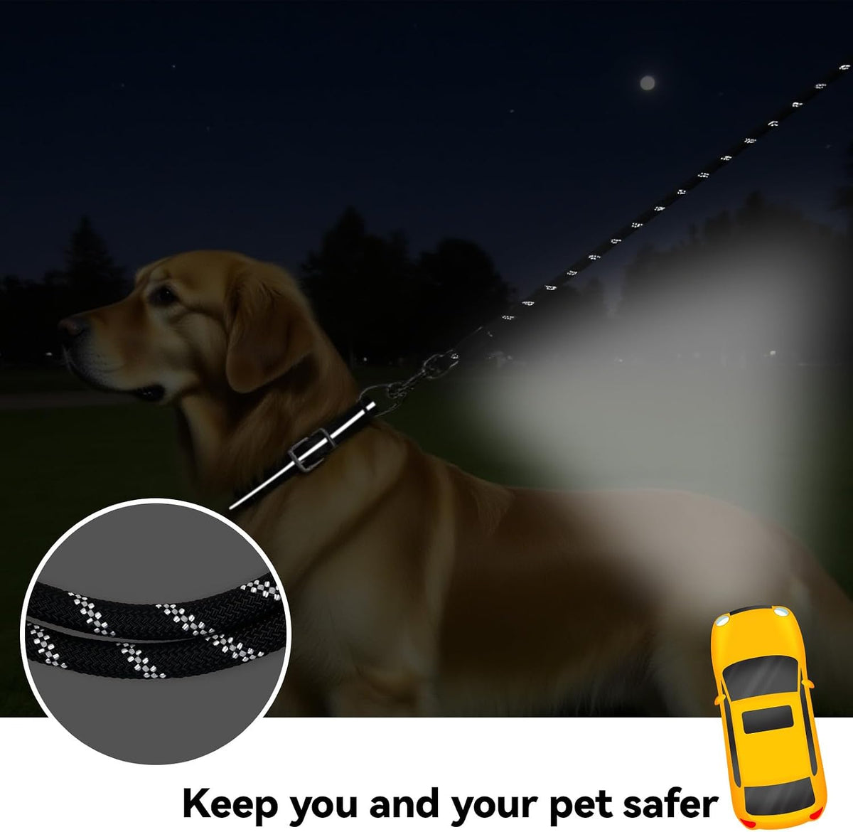 Long Dog Training Leash，Heavy Duty Reflective Rope Lead for Small - Black / 50FT - image 3