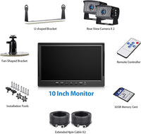 10" HD Backup Camera System Kit, Loop Recording Large Monitor with Wired Rear View Camera, IR Night Vision Waterproof Camera with Safe Parking Lines for Bus, Semi-Truck, Trailer, RV, BY102A