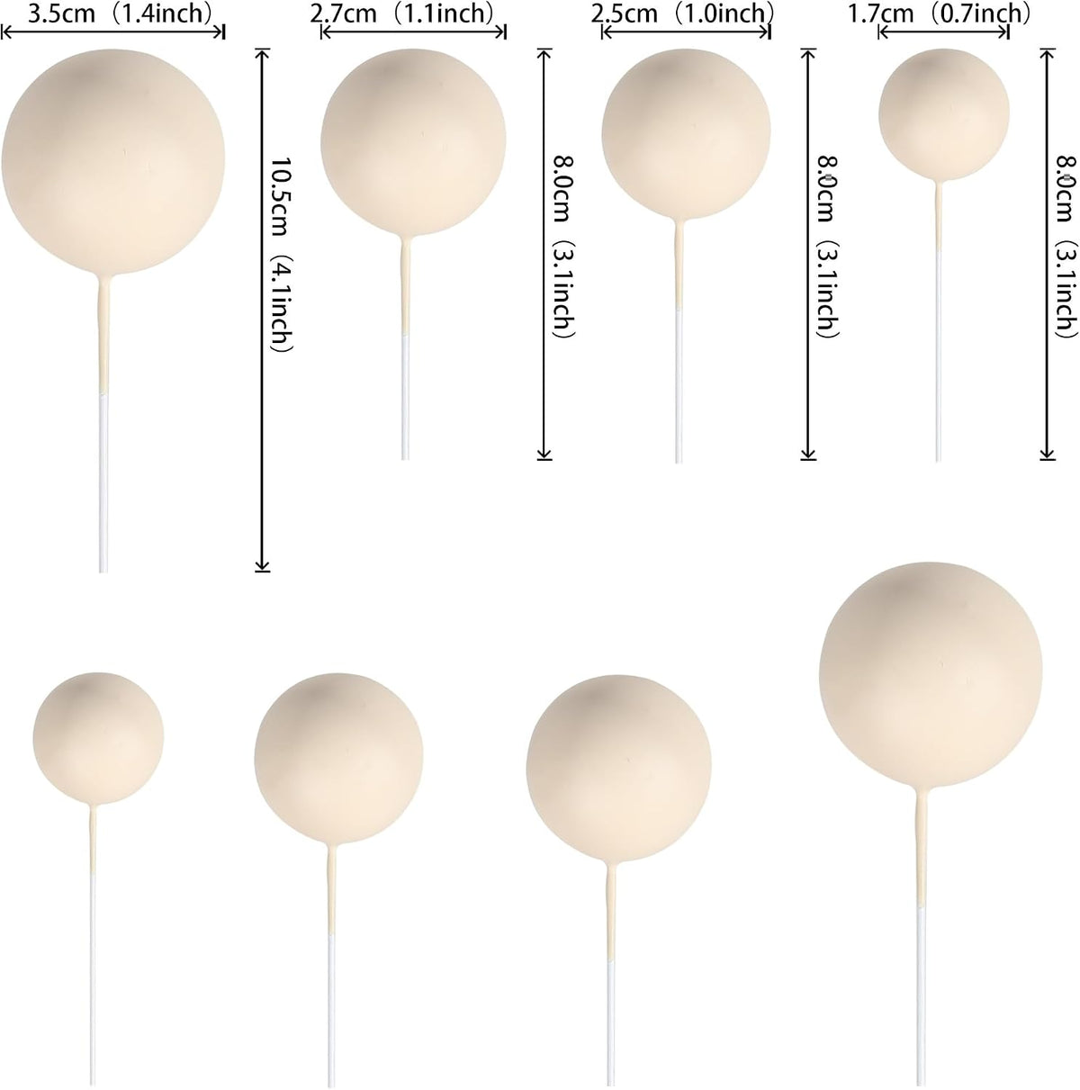 ZHUOWEISM ball cake toppers, 24 mini balloon picks in blue, gold and white - view 20