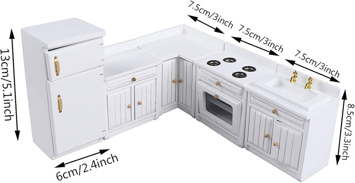 1:12 Scale Dollhouse Kitchen Furniture Set, Fridge, Sink - C - image 2