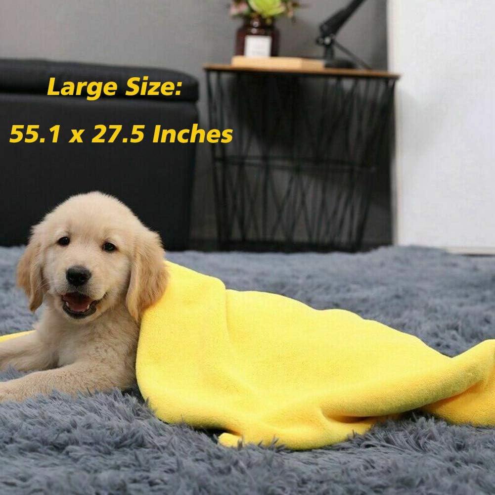 Dog Bath Towel - Super Absorbent Microfiber Dog Towel for Small Dogs and Cats, Yellow & Grey 11.8" - Large - image 2