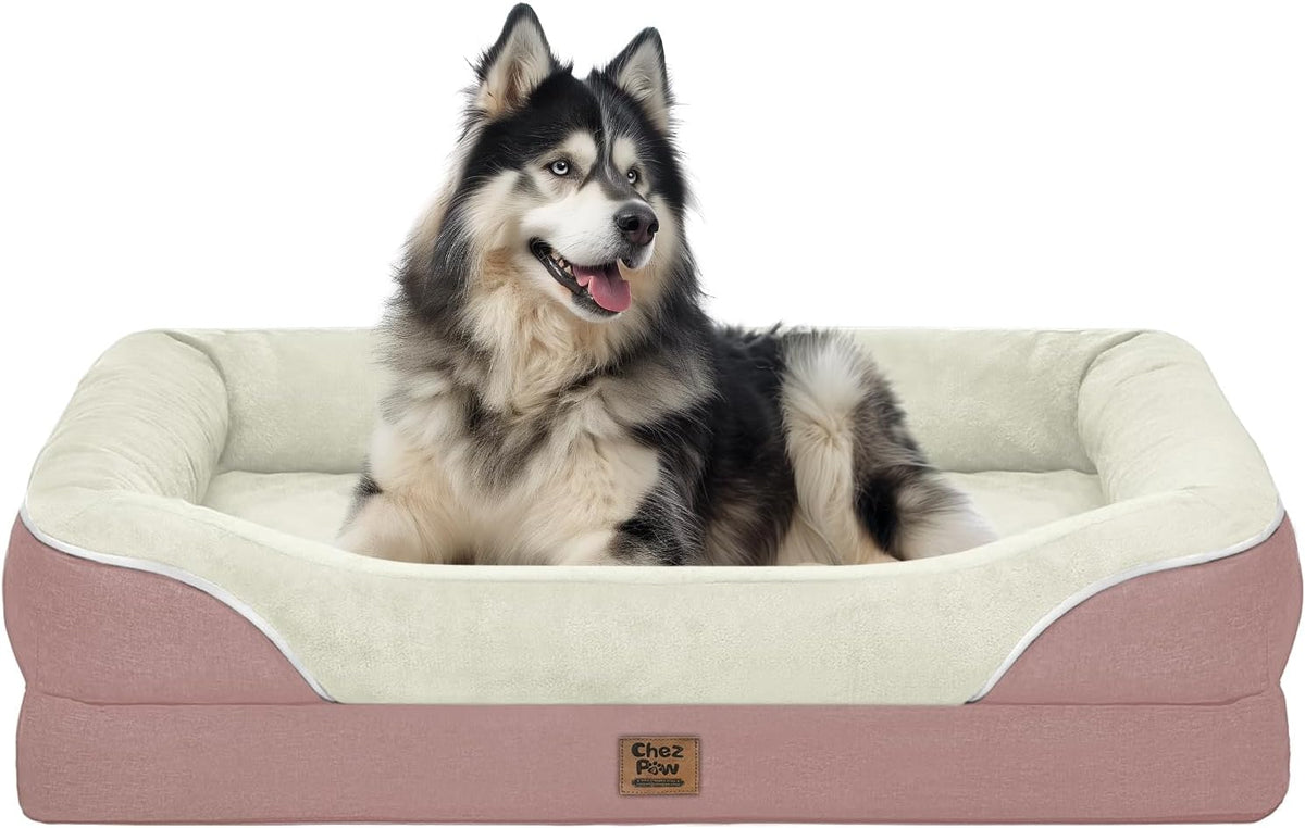 Waterproof Orthopedic Dog Bed for Large and Extra Large Dogs – Essentials for Dogs - Pink / 45"L x 35"W x 7.5"Th