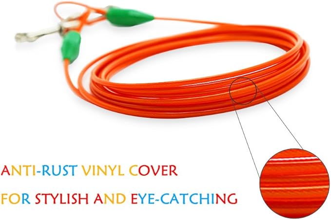 Petest 16 Inch Spiral Stake with 15ft Tie-Out Cable for Medium Dogs Up to 60 Pounds DarkGreen & Orange