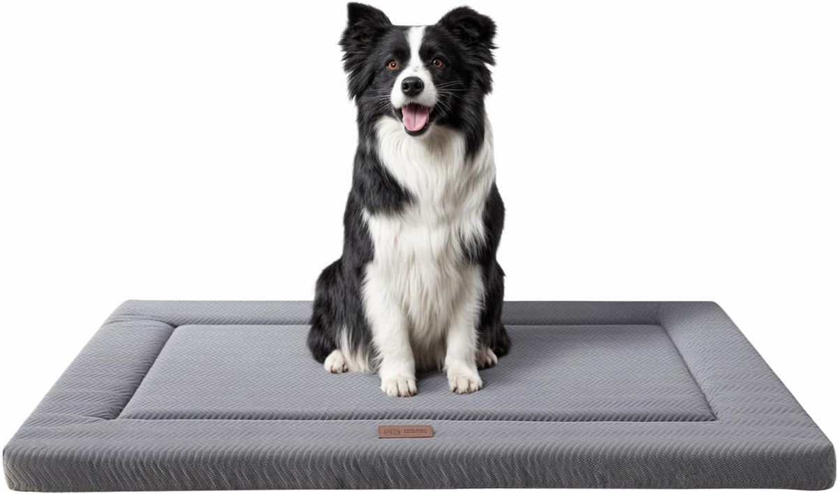 Dog Bed for Crate, Medium/Large Dogs Crate Bed - 24.0"L x 18.0"W x 1.2"Th / Wave Grey