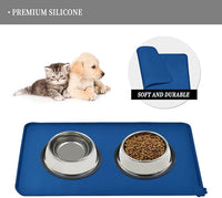 Waterproof Pet Feeding Mat with High Raised Edges, Heavier and Thicker Placemats for Cat Dog Water Bowl with BPA Free, Dogs Cats Food Mats for Messy Drinkers to Prevent Spill and Protect Floors