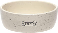 Pearhead Ceramic Dog Bowl, Woof Speckled Pet Food & Water Dish - Speckled Woof Bowl / Medium
