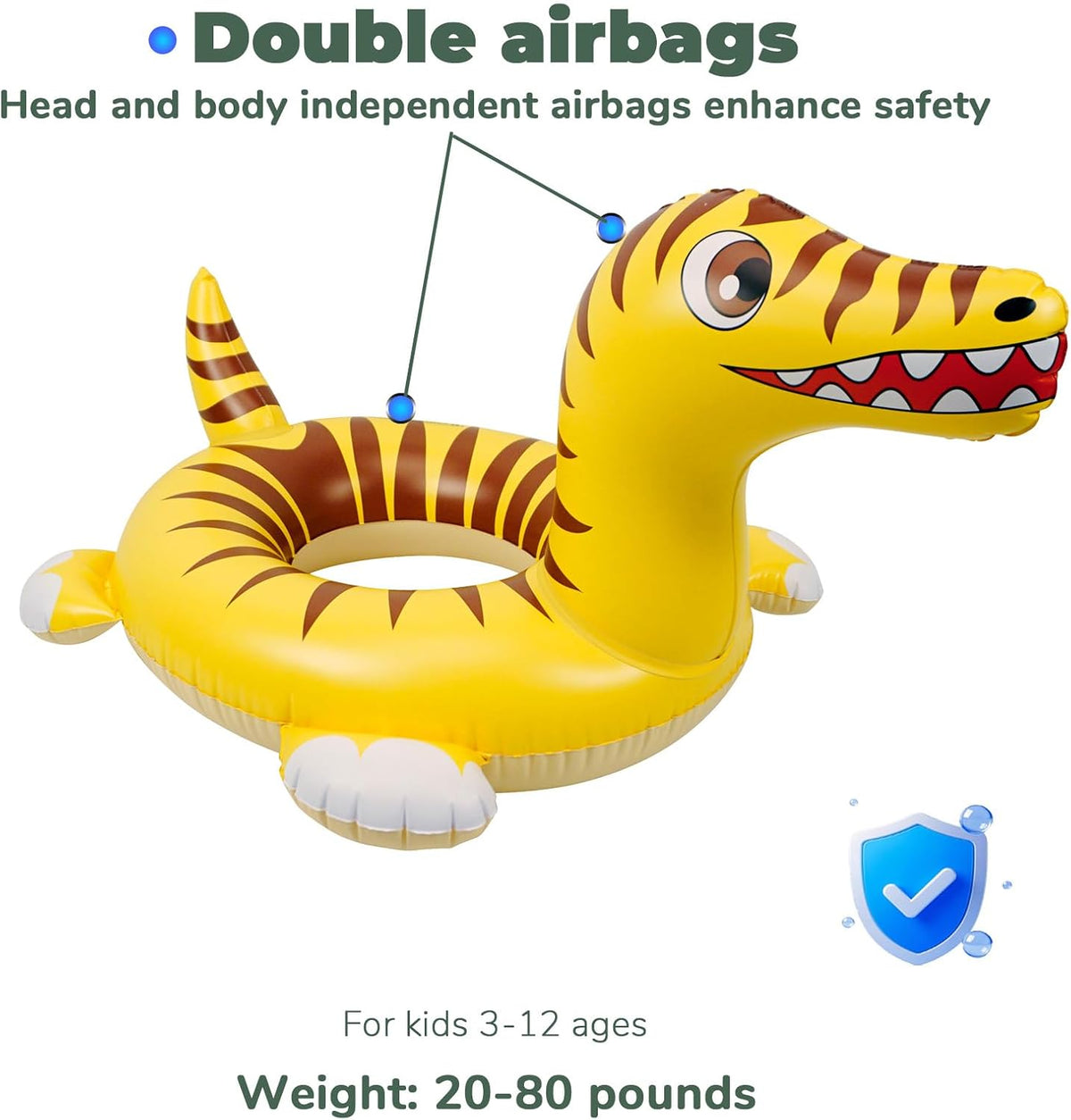 HOHQB green Tyrannosaurus dinosaur pool float swim ring for kids - view 6